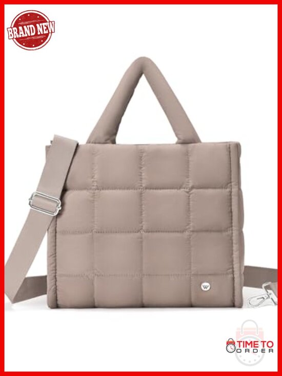 Handbags - Puffer Crossbody Bag Quilted Tote Nylon Puffy Weekender Overnight Handbag